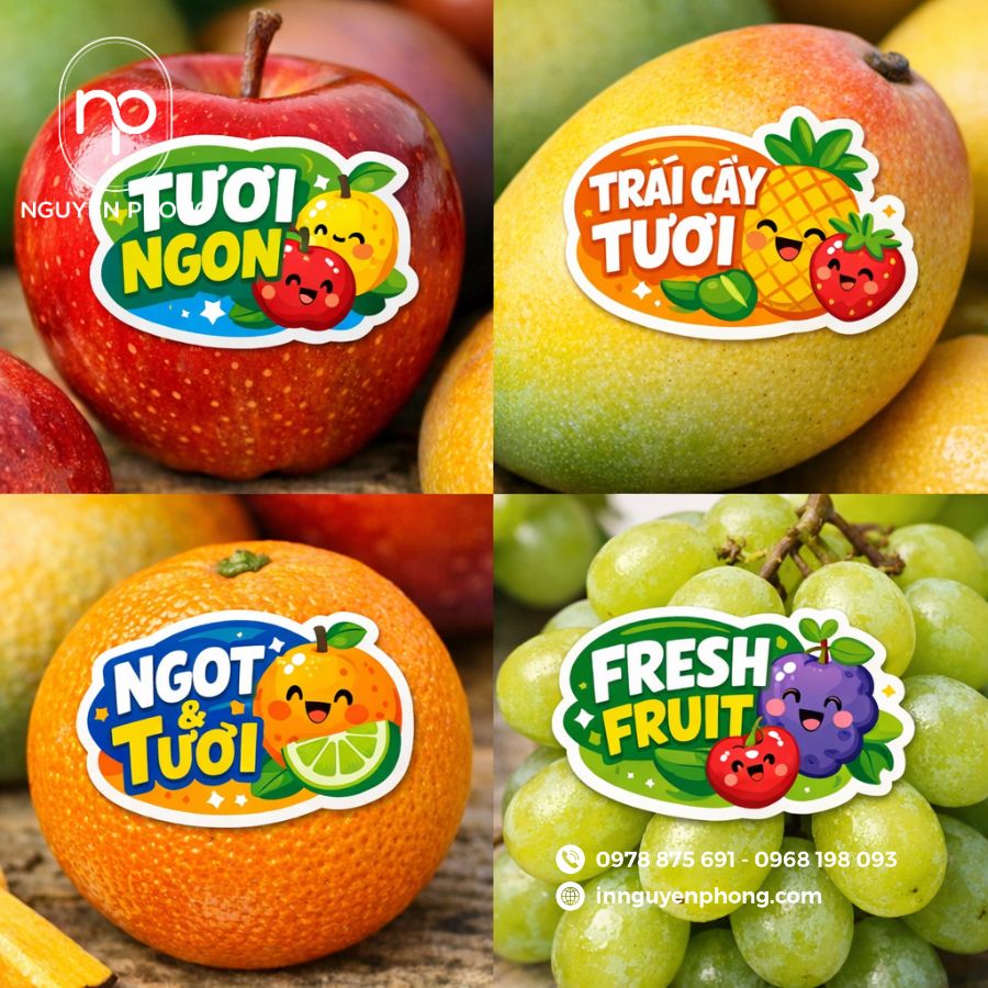 In tem nhãn dán trái cây hoa quả